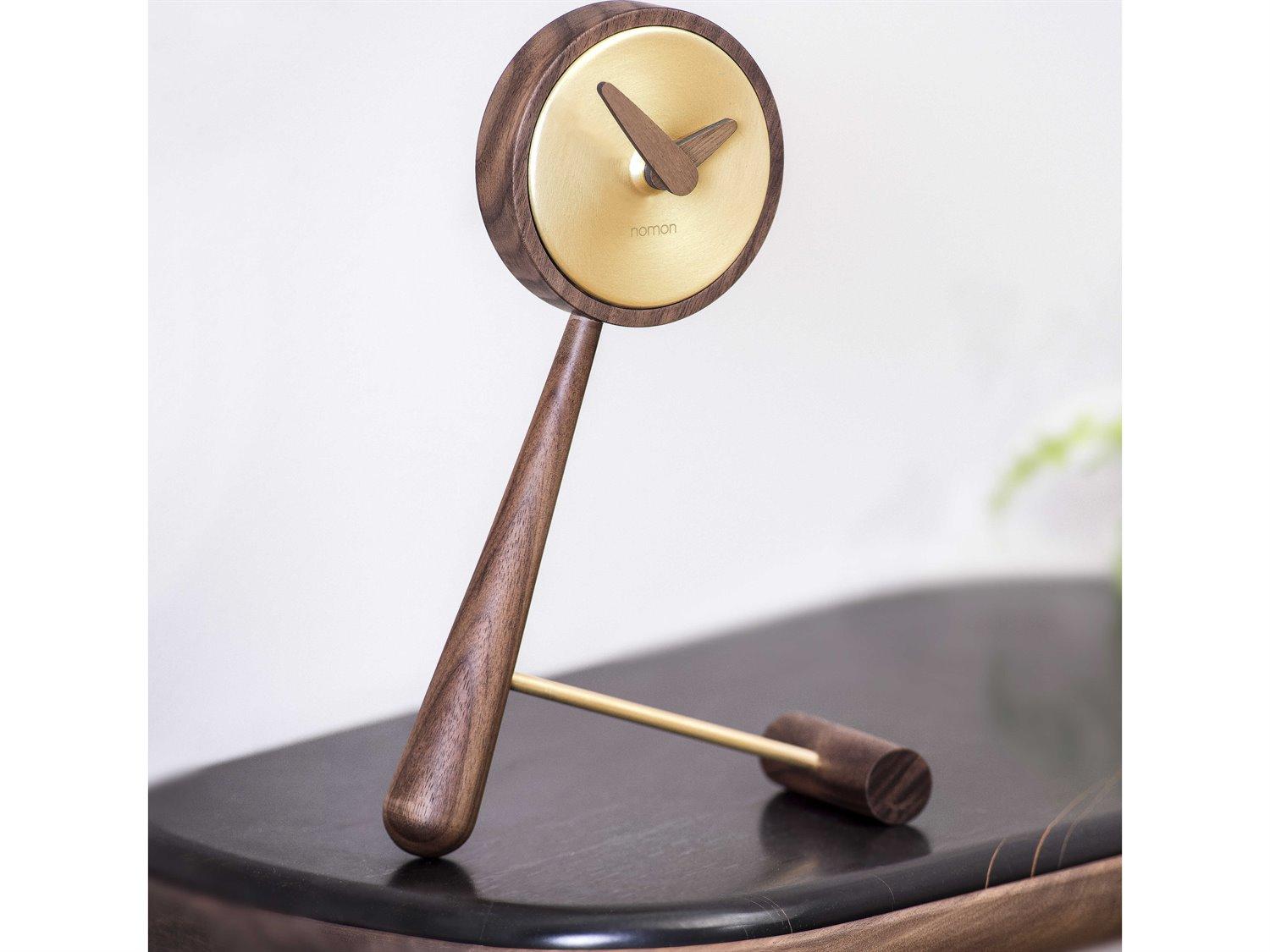 Nomon Mini Puntero Gold Walnut Clock