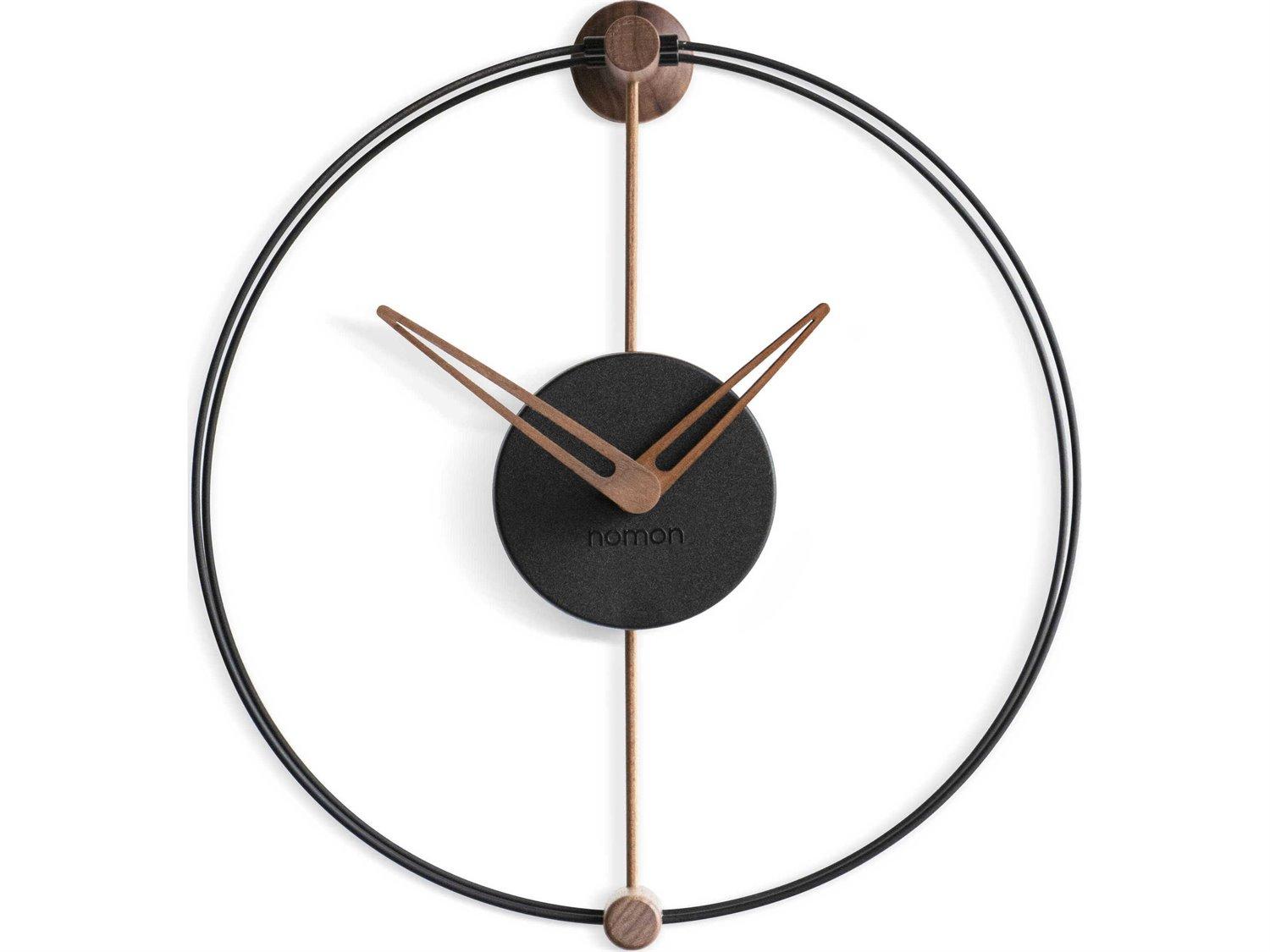 Nomon Nano Walnut Black Wall Clock