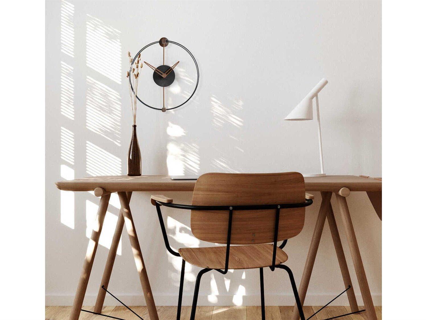 Nomon Nano Walnut Black Wall Clock