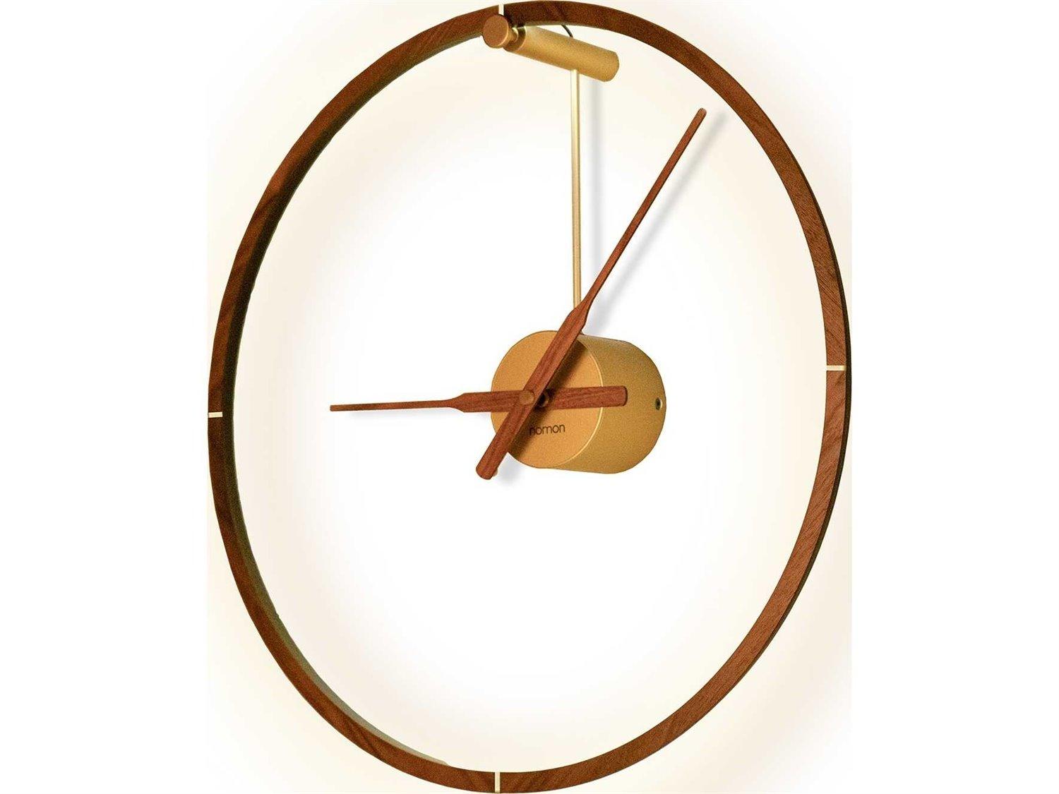 Nomon Mini Ombra Brass Walnut Wall Clock