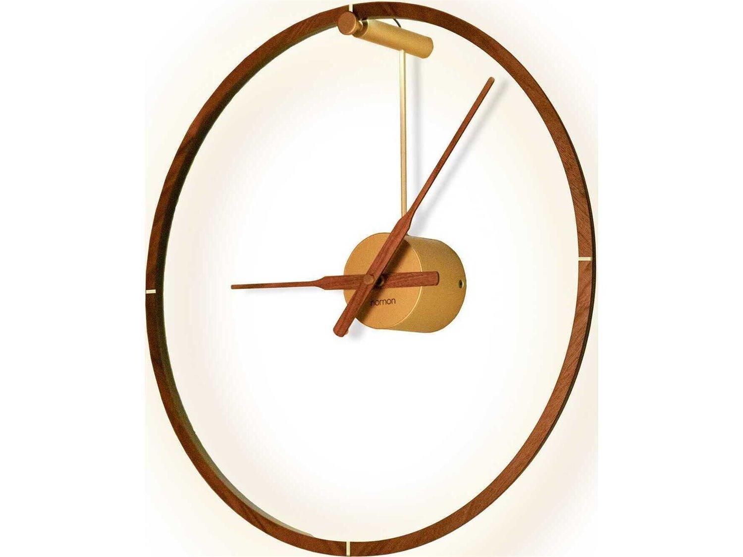 Nomon Mini Ombra Brass Walnut Wall Clock
