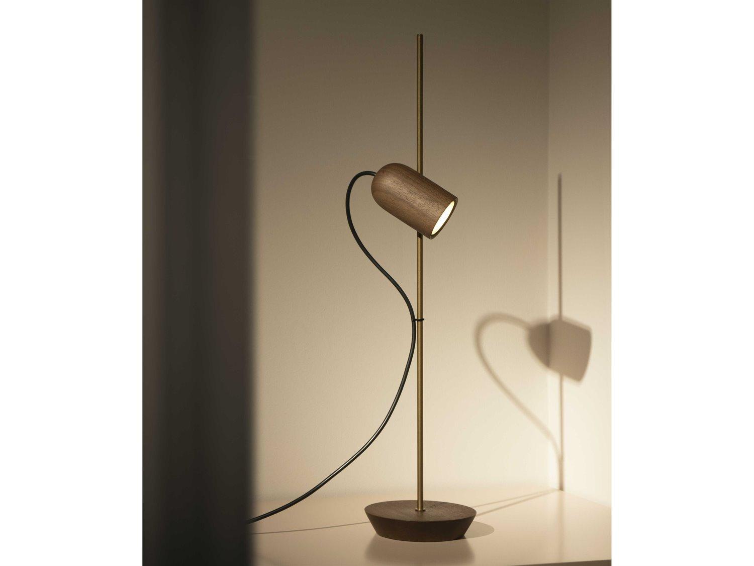 Nomon Onfa Walnut Wood Brass Buffet Lamp