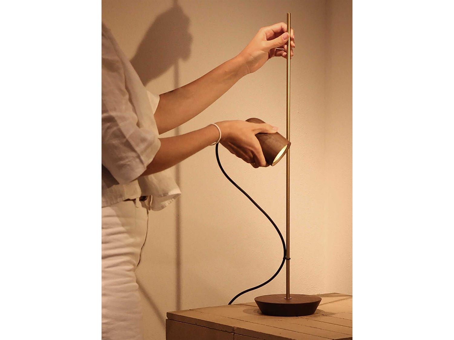 Nomon Onfa Walnut Wood Brass Buffet Lamp