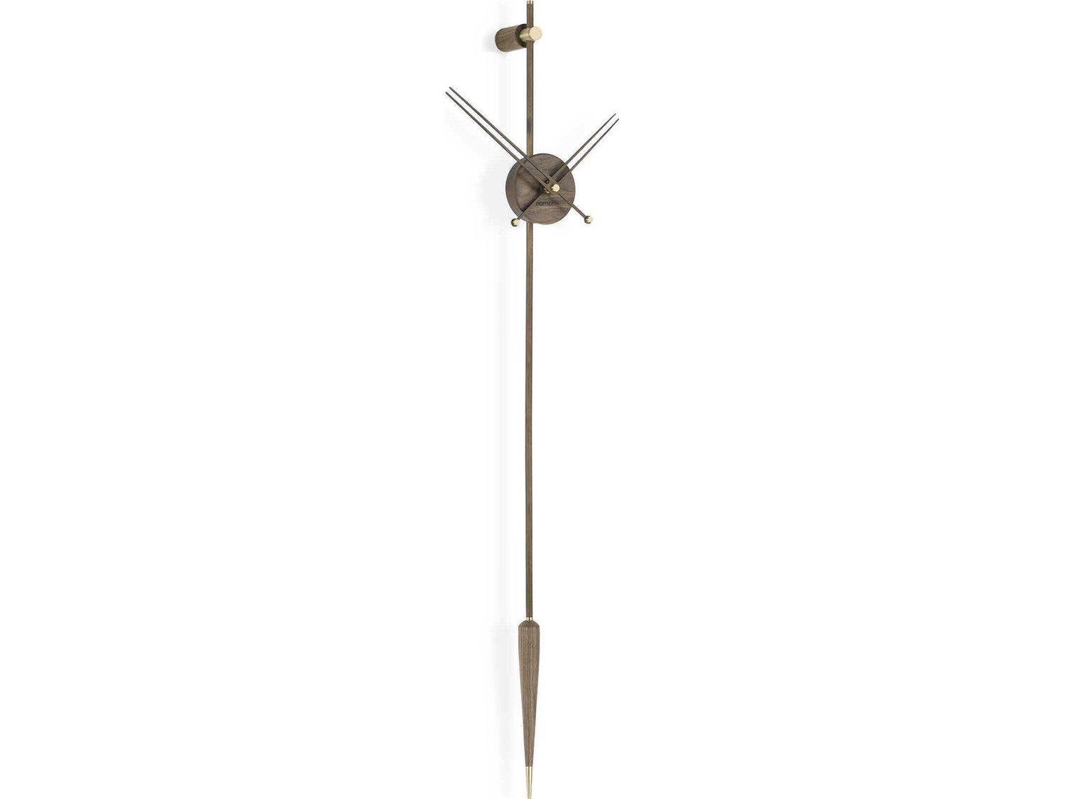 Nomon Punto Y Coma Walnut Polished Brass Wall Clock