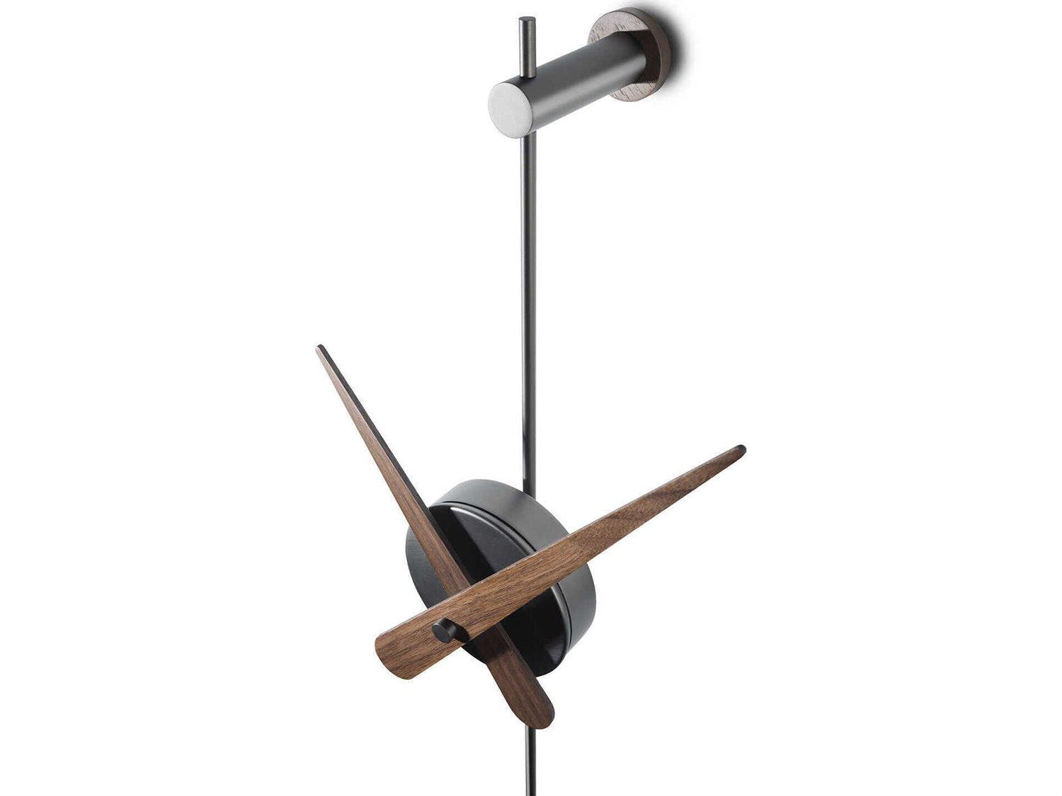 Nomon Punto Y Coma Graphite Brass Walnut Wall Clock