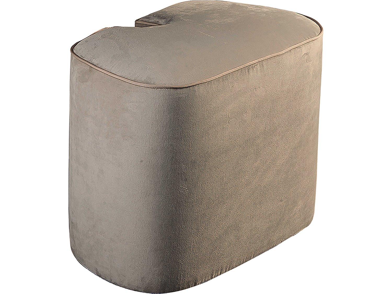 Nomon Pewter Grey Velvet Brown Upholstered Ottoman