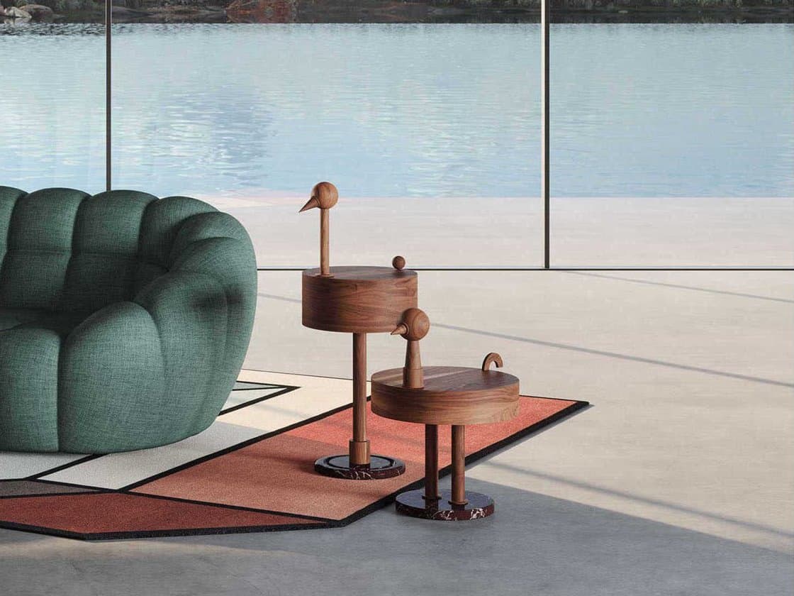 Nomon Rara Round Wood Walnut End Table