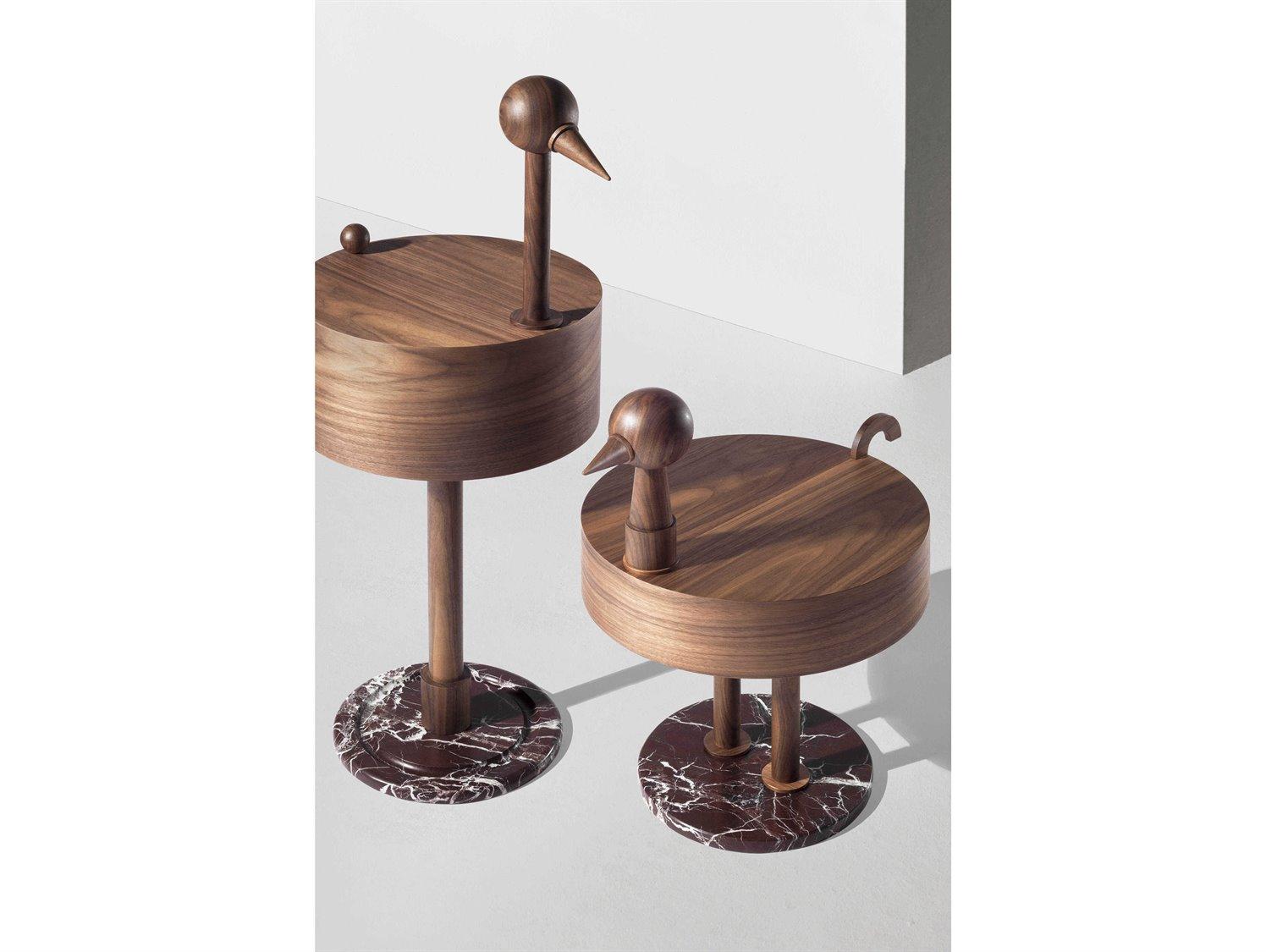 Nomon Rara Round Wood Walnut End Table