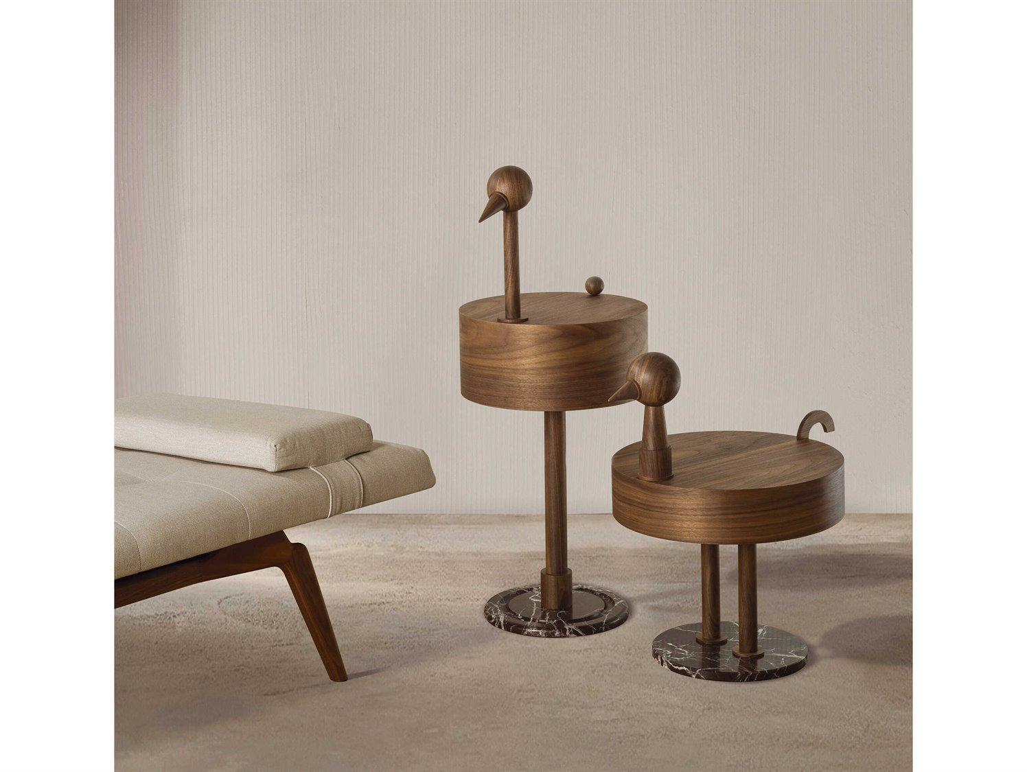 Nomon Rara Round Wood Walnut End Table