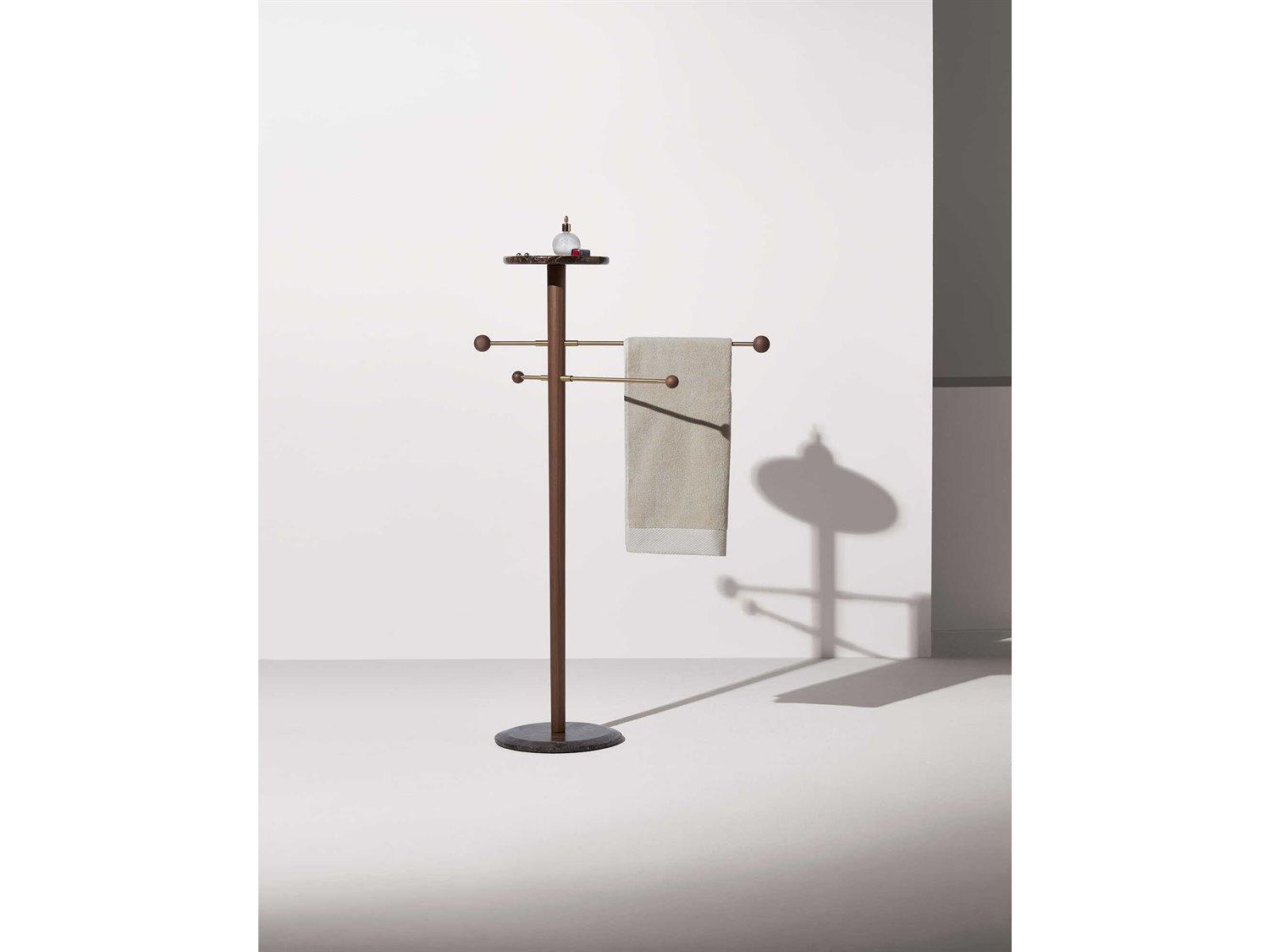 Nomon Toallero Walnut Emperador Marble Towel Rack