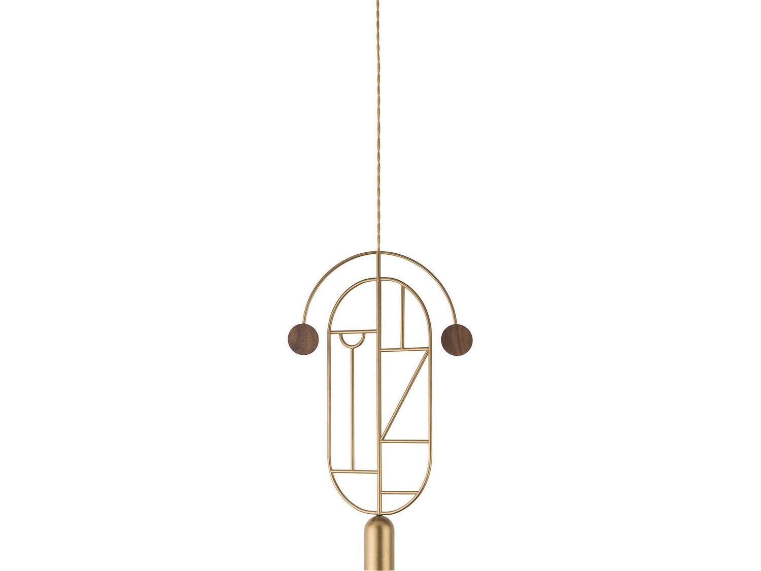 Nomon Wooden Dots 1-Light Brass Walnut Geometric Pendant