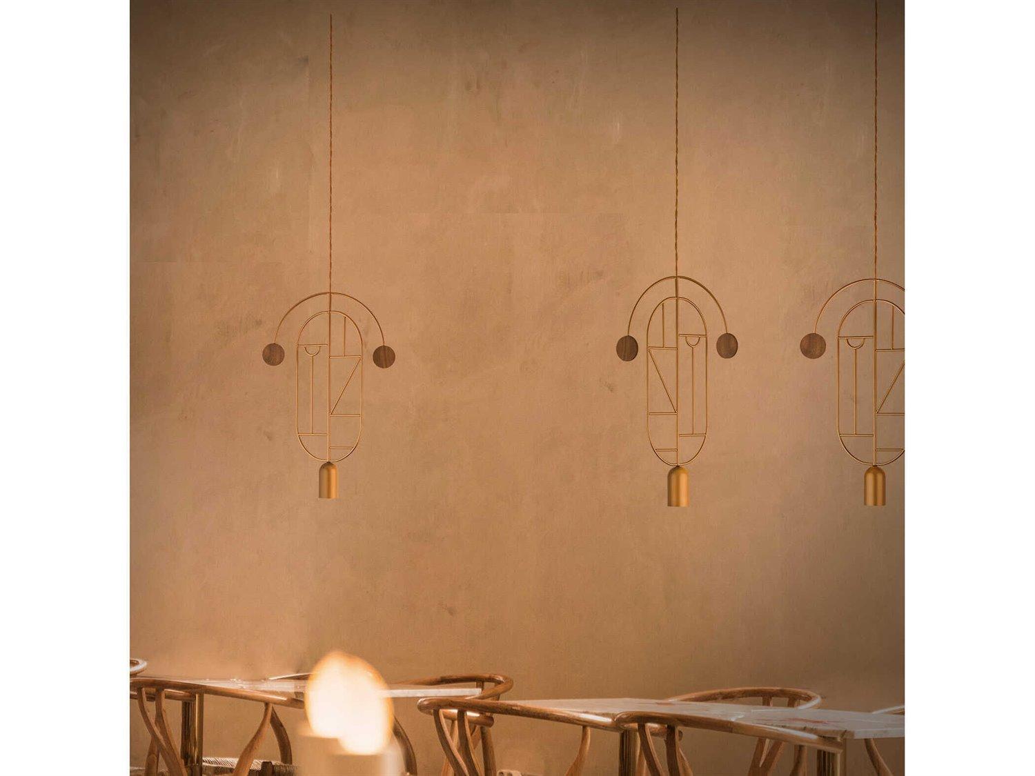 Nomon Wooden Dots 1-Light Brass Walnut Geometric Pendant