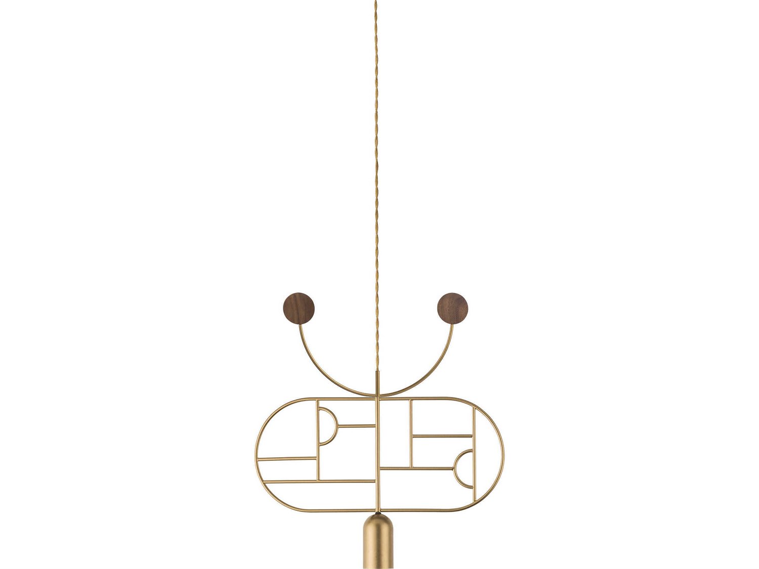 Nomon Wooden Dots 1-Light Brass Walnut Geometric Pendant