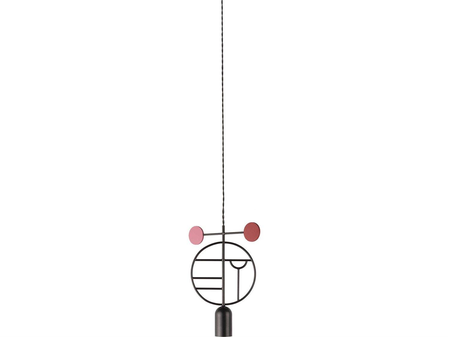Nomon Wooden Dots 1-Light Black Pink Red Geometric Mini Pendant