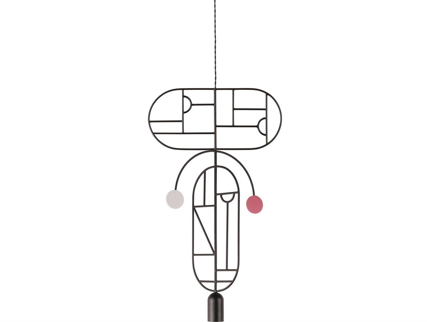 Nomon Wooden Dots 1-Light Black White Pink Geometric Pendant