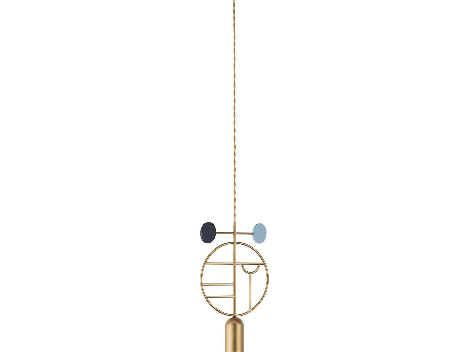 Nomon Wooden Dots 1-Light Brass Blue Geometric Mini Pendant