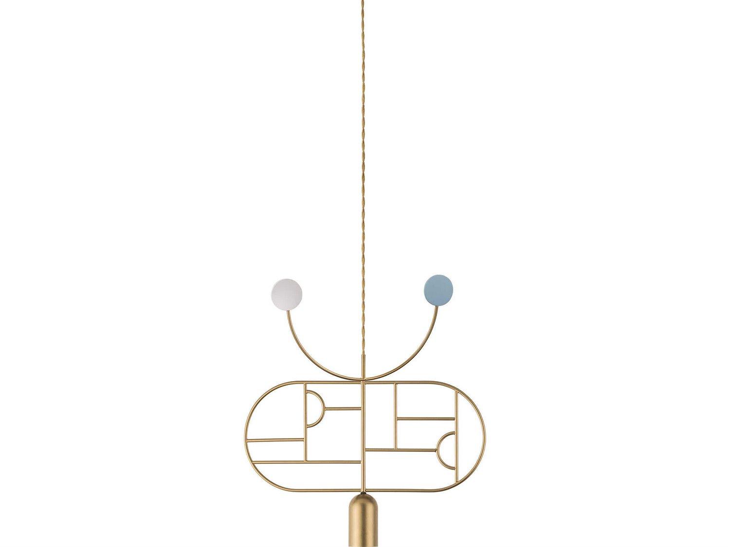 Nomon Wooden Dots 1-Light Brass Blue White Geometric Pendant