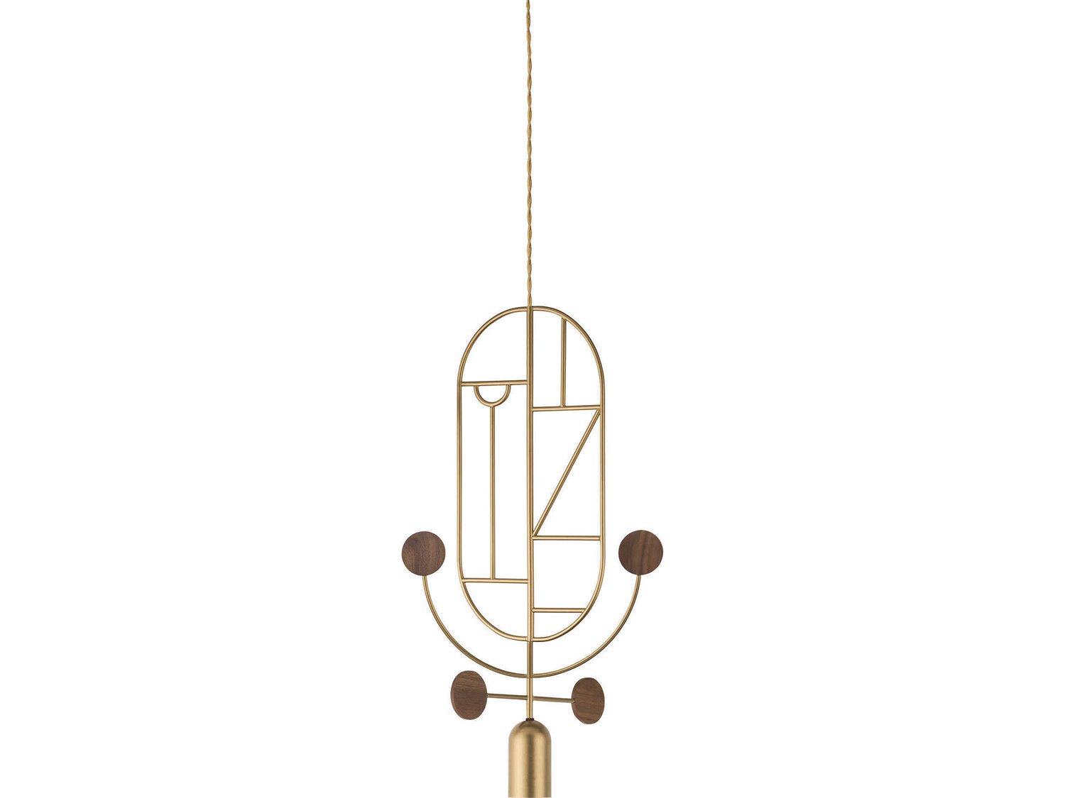 Nomon Wooden Dots 1-Light Brass Walnut Geometric Pendant