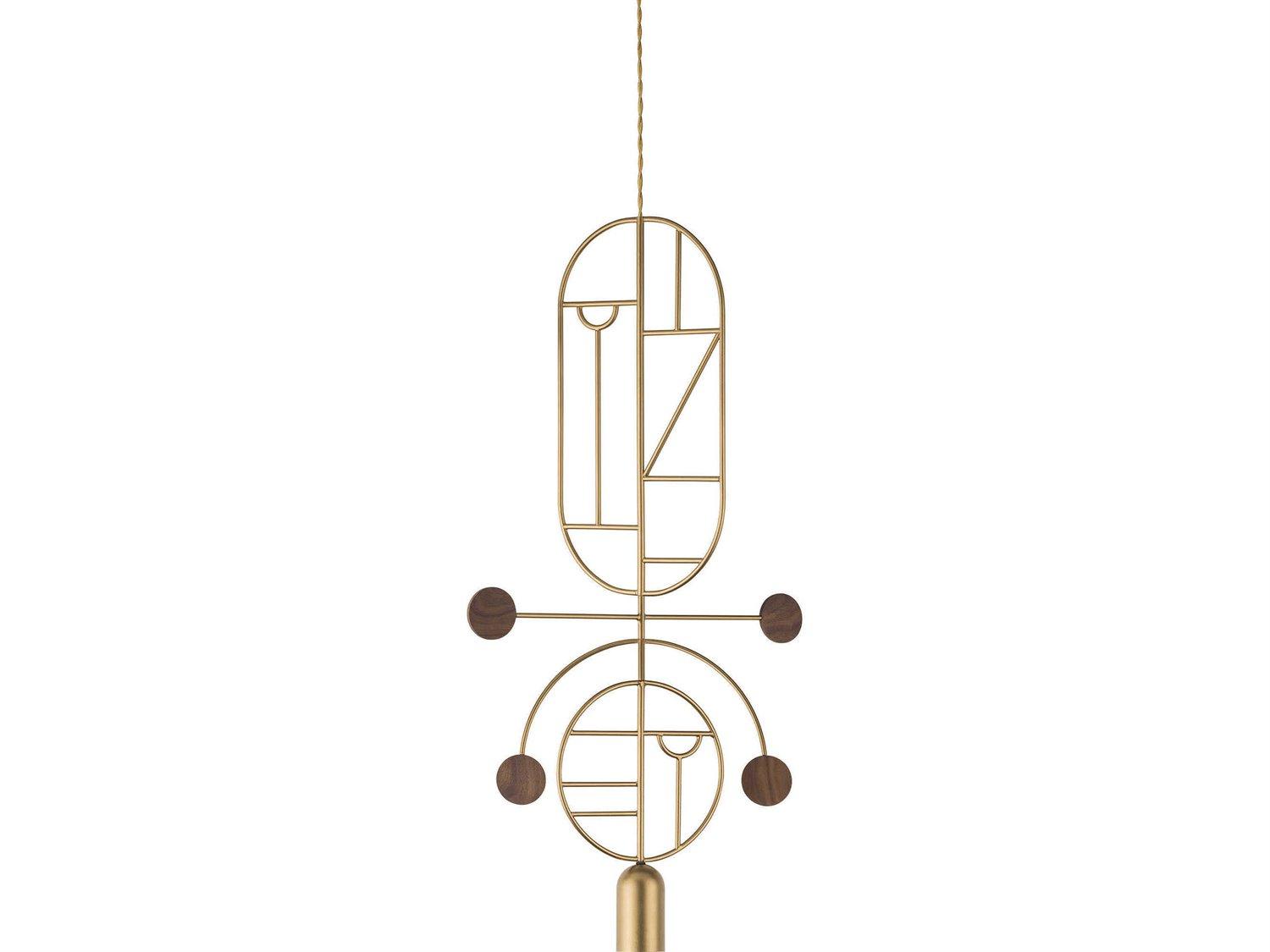 Nomon Wooden Dots 1-Light Brass Walnut Geometric Pendant