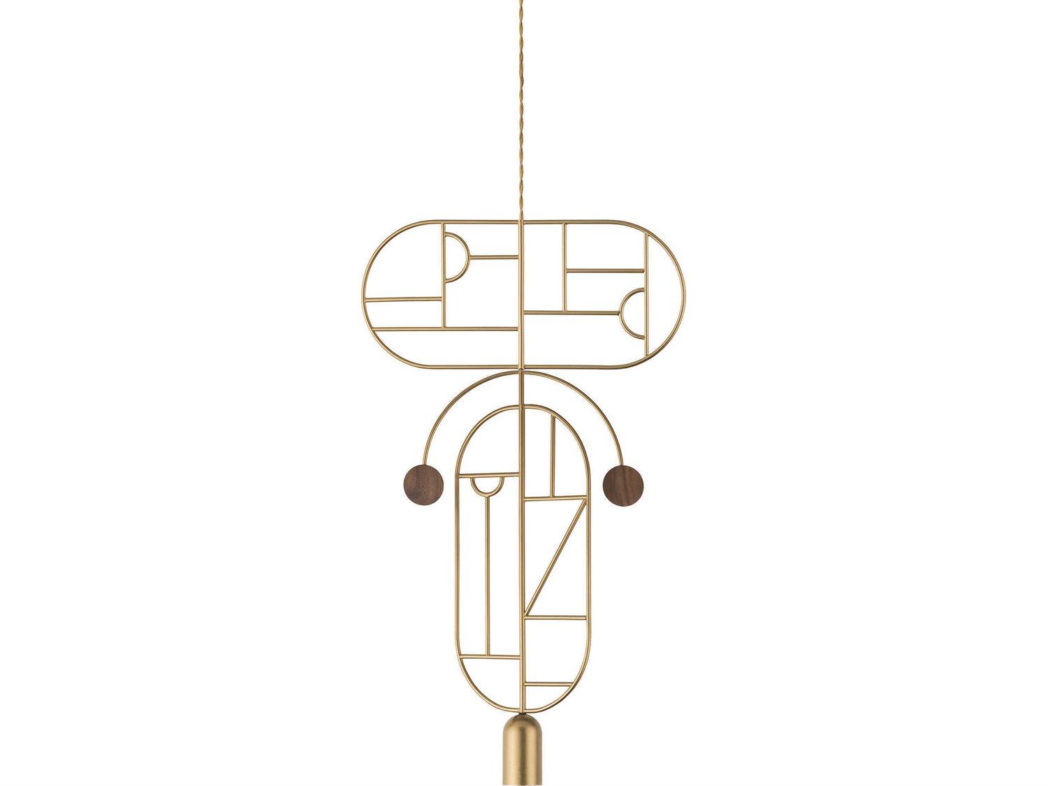 Nomon Wooden Dots 1-Light Brass Walnut Geometric Pendant
