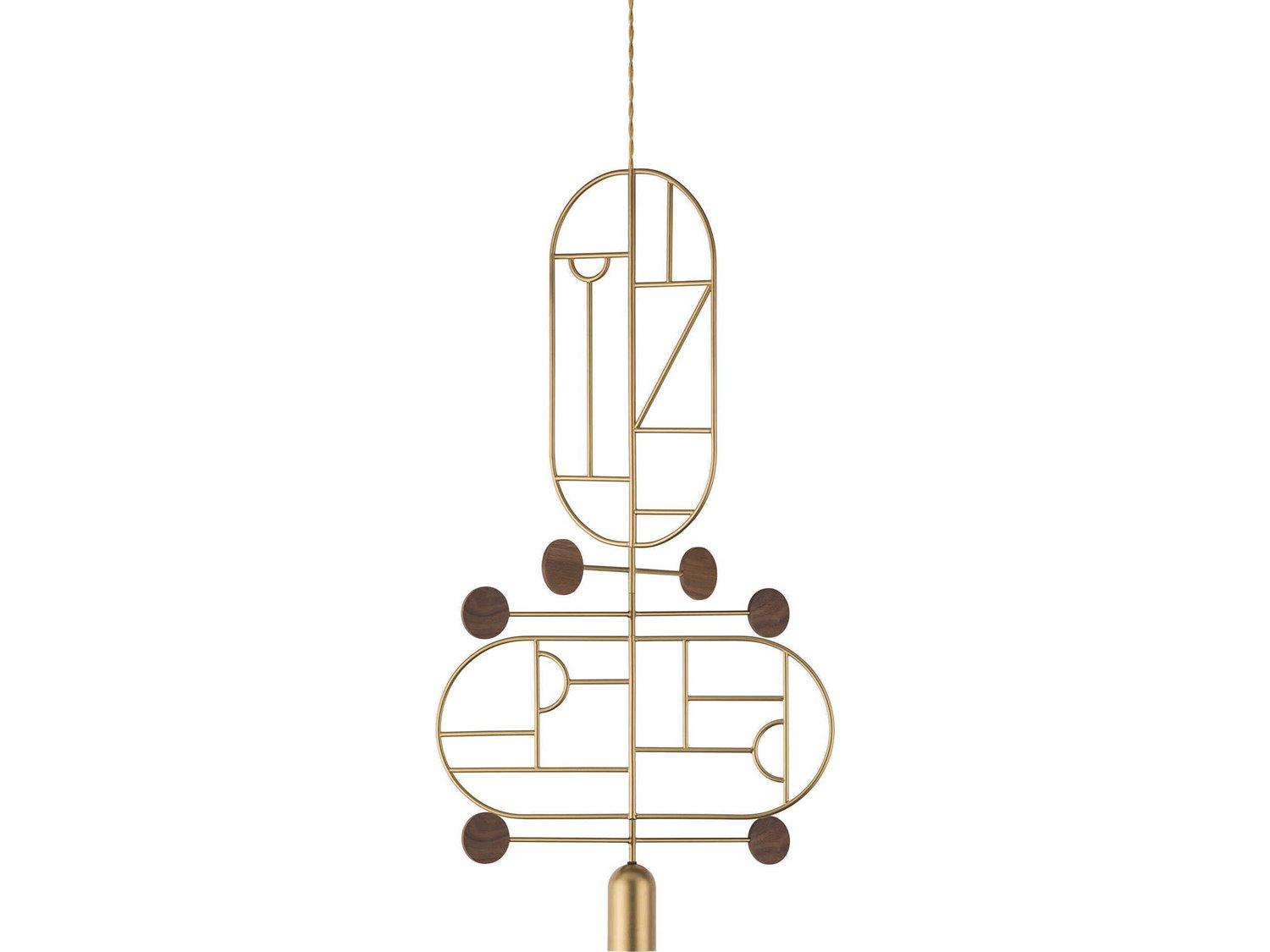 Nomon Wooden Dots 1-Light Brass Walnut Geometric Pendant