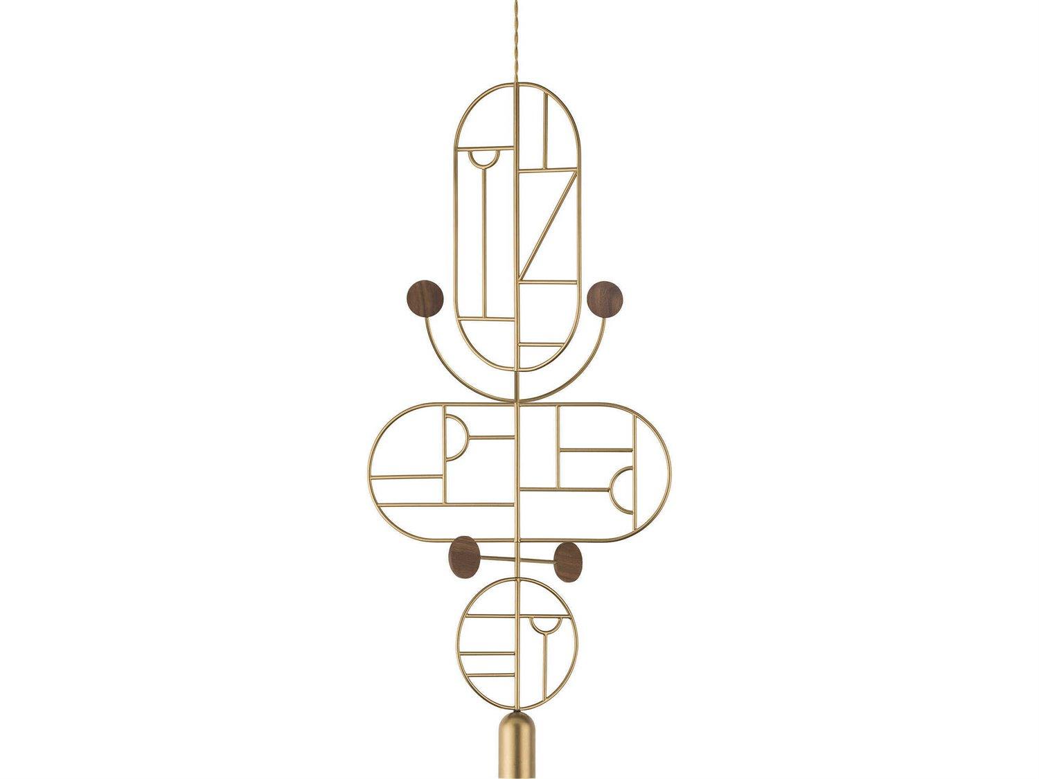 Nomon Wooden Dots 1-Light Brass Walnut Geometric Pendant