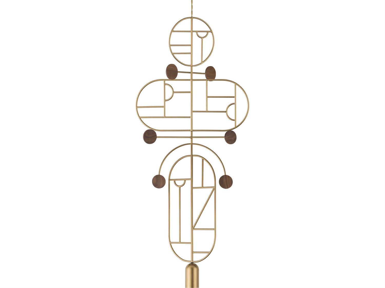 Nomon Wooden Dots 1-Light Brass Walnut Geometric Pendant