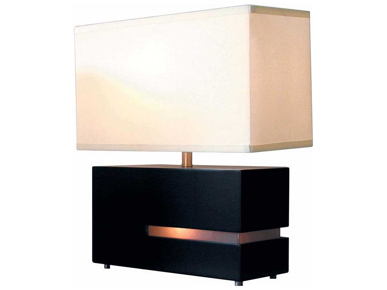 Nova Zen Espresso Brushed Nickel Off White Linen Black Table Lamp