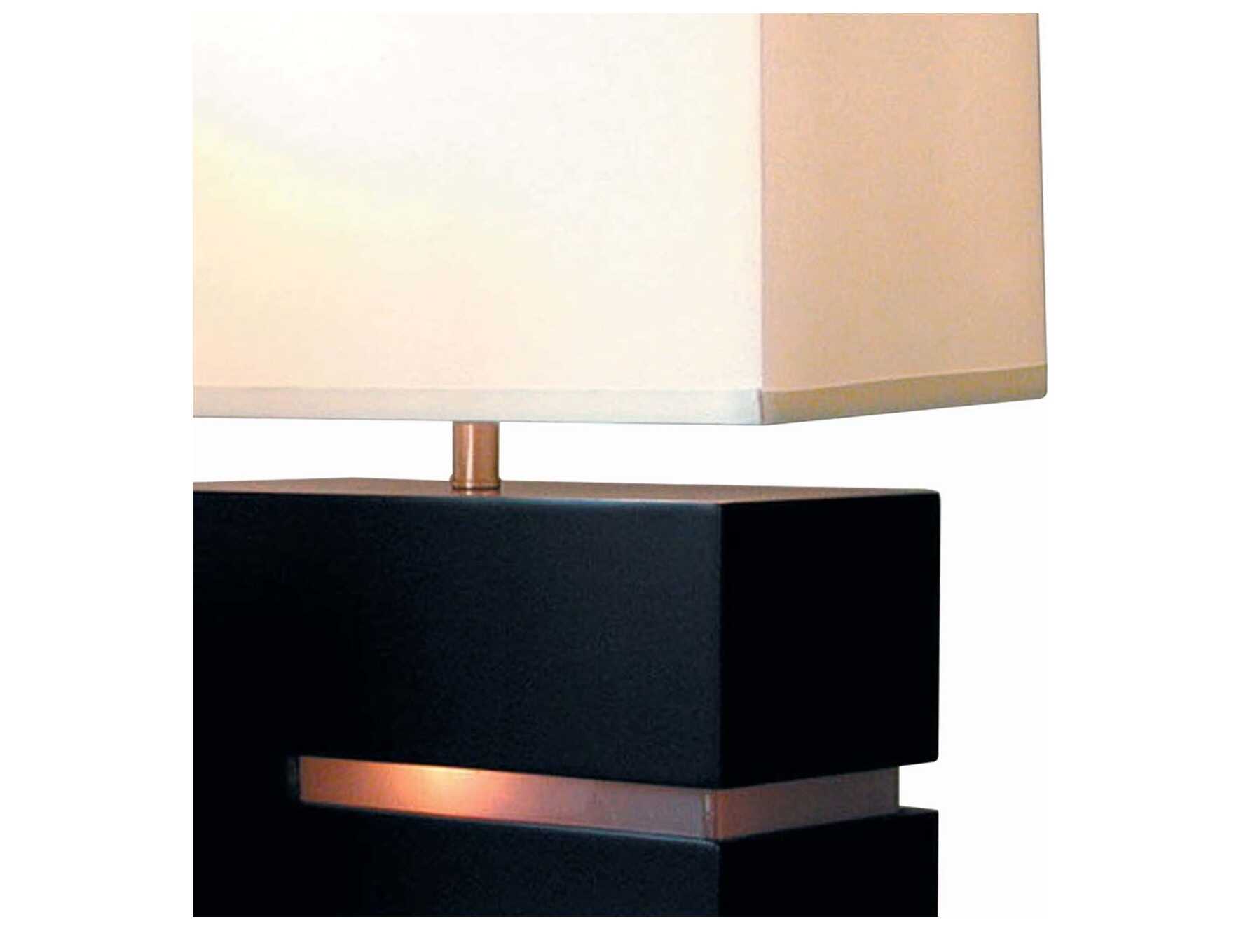 Nova Zen Espresso Brushed Nickel Off White Linen Black Table Lamp