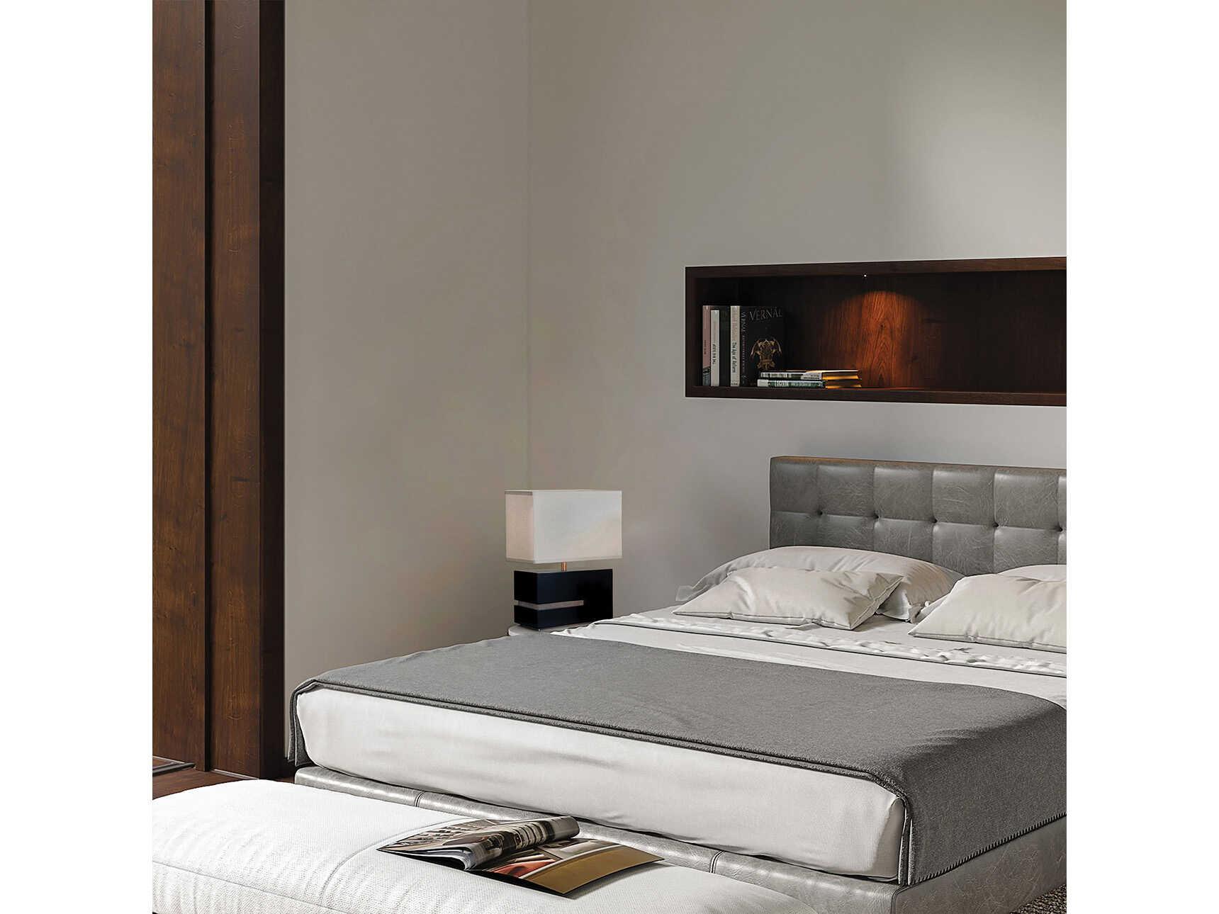 Nova Zen Espresso Brushed Nickel Off White Linen Black Table Lamp