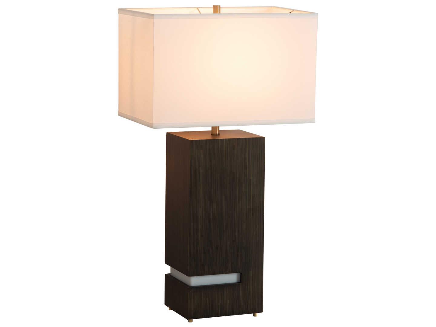 Nova Zen Ebony Weathered Brass White Linen Buffet Lamp