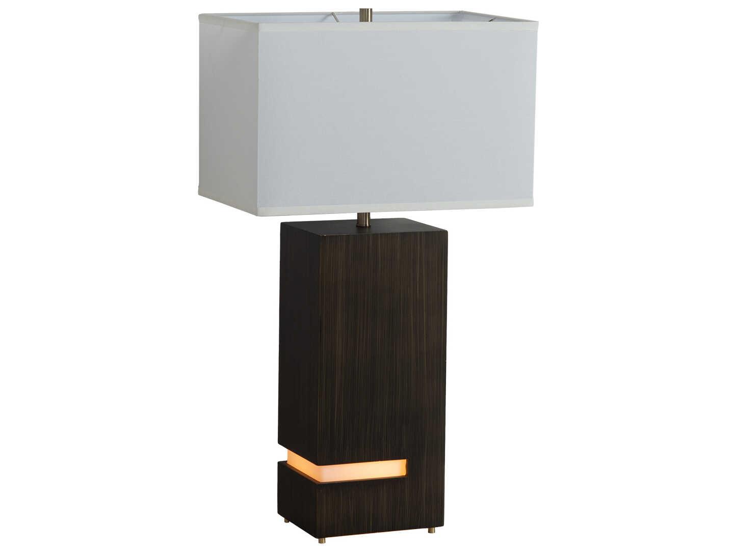 Nova Zen Ebony Weathered Brass White Linen Buffet Lamp
