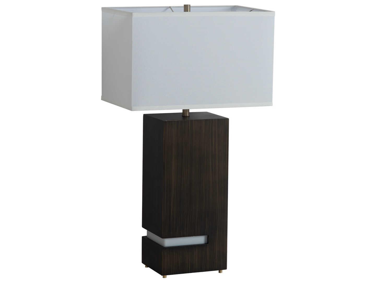 Nova Zen Ebony Weathered Brass White Linen Buffet Lamp