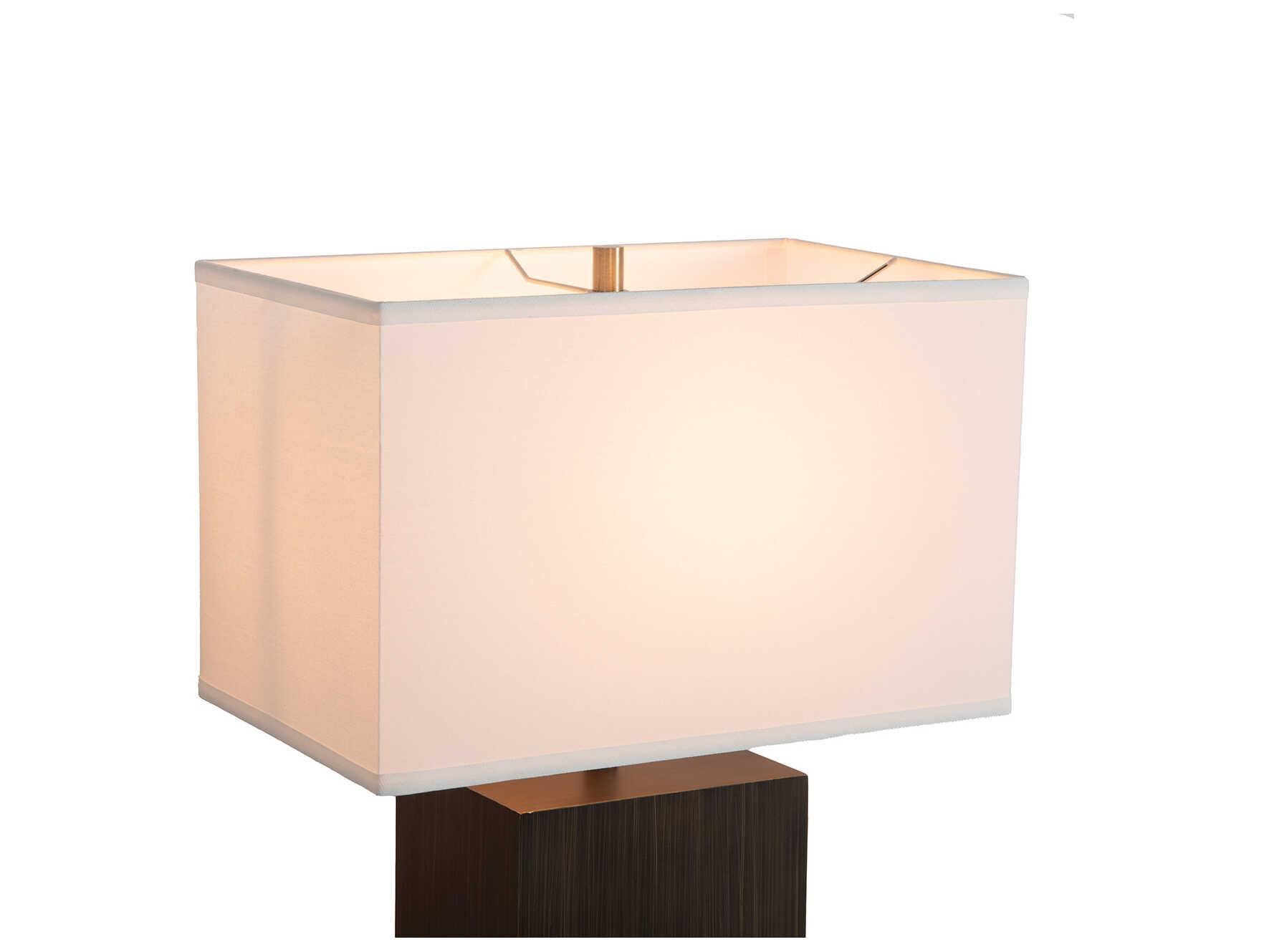 Nova Zen Ebony Weathered Brass White Linen Buffet Lamp