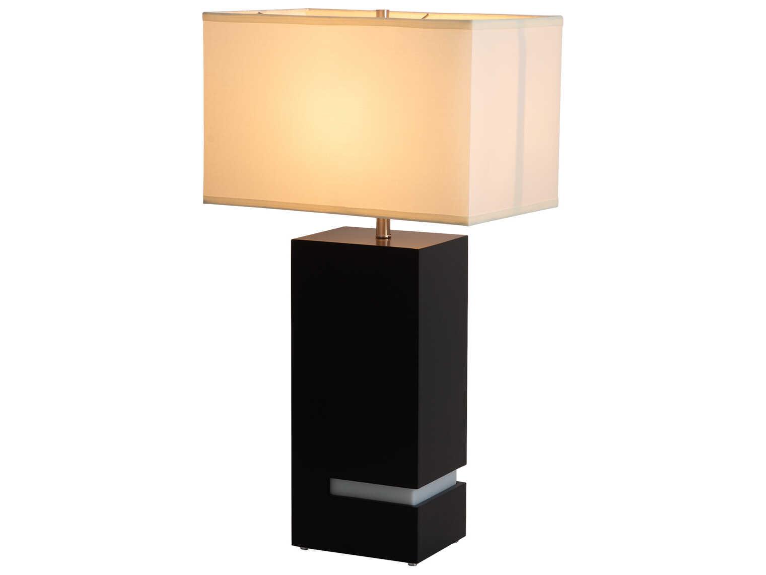 Nova Zen Espresso Brushed Nickel White Linen Black Buffet Lamp