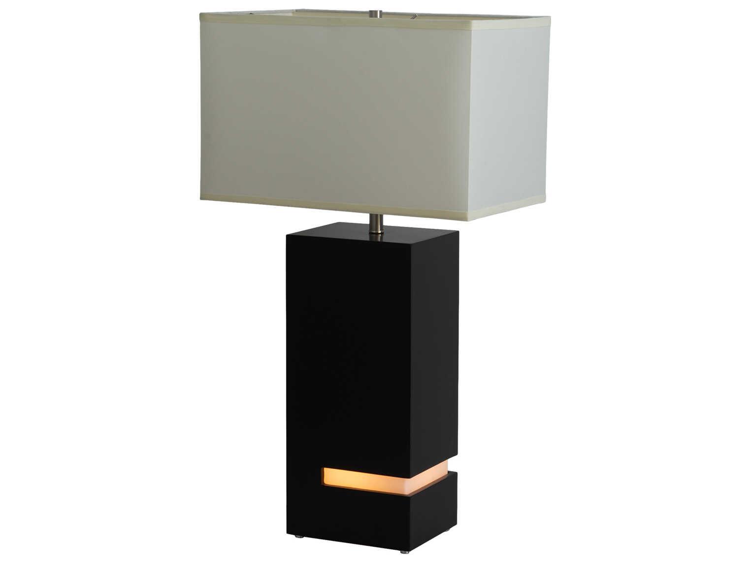 Nova Zen Espresso Brushed Nickel White Linen Black Buffet Lamp