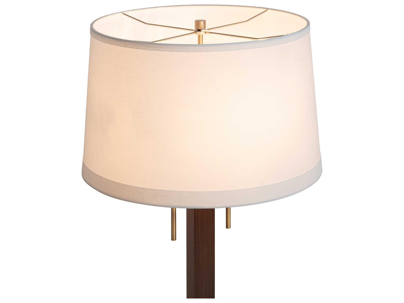Nova Swiss Cross Dark Walnut Weathered Brass White Linen Brown Buffet Lamp