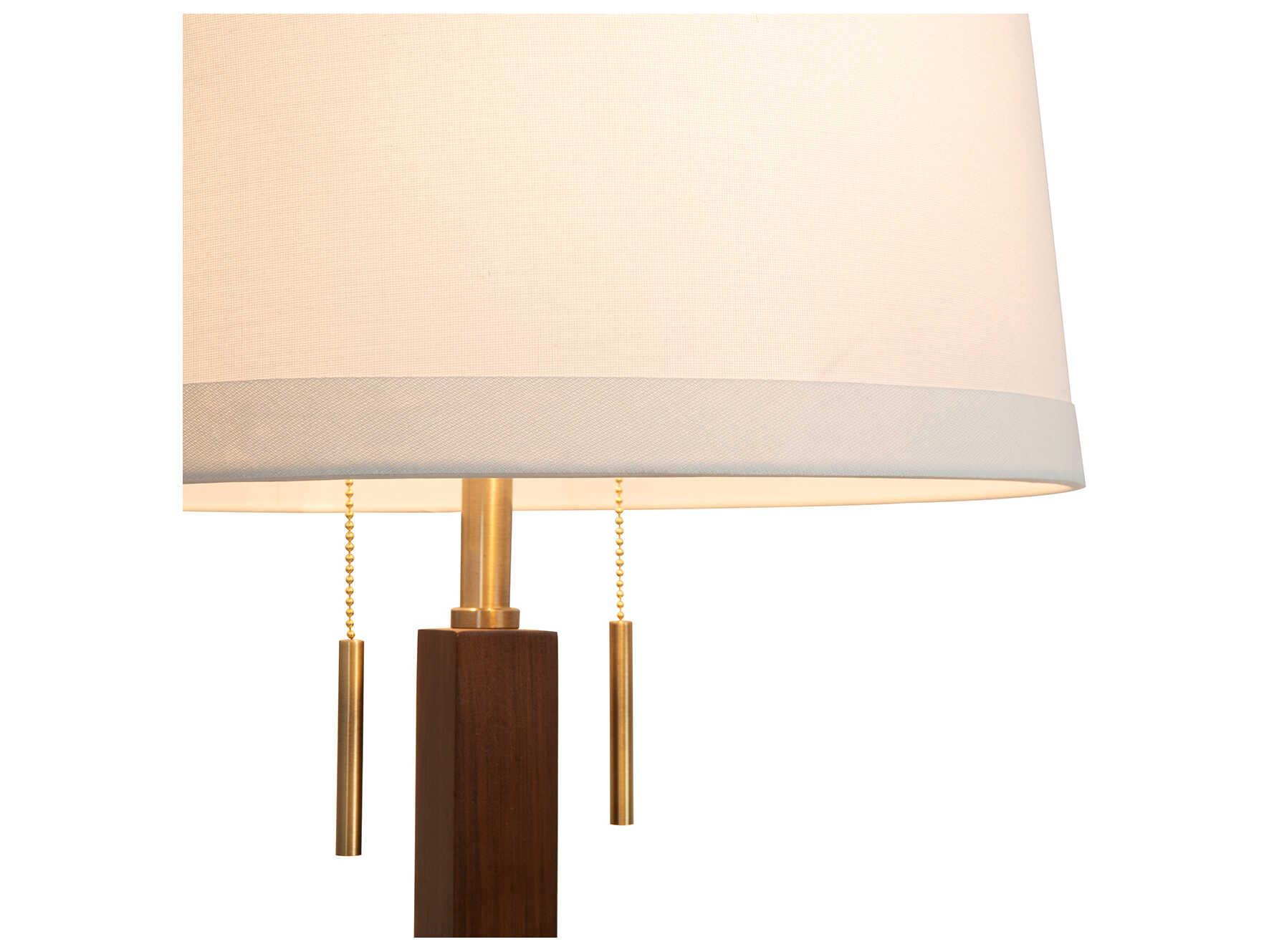 Nova Swiss Cross Dark Walnut Weathered Brass White Linen Brown Buffet Lamp