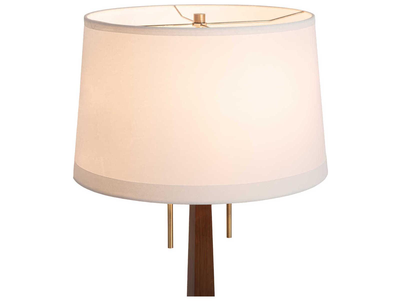 Nova Taper Dark Walnut Weathred Brass White Linen Fabric Brown Buffet Lamp
