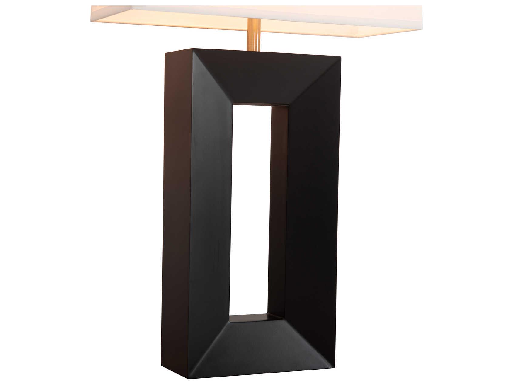 Nova Julie Ebony Weathered Brass White Linen Brown Buffet Lamp