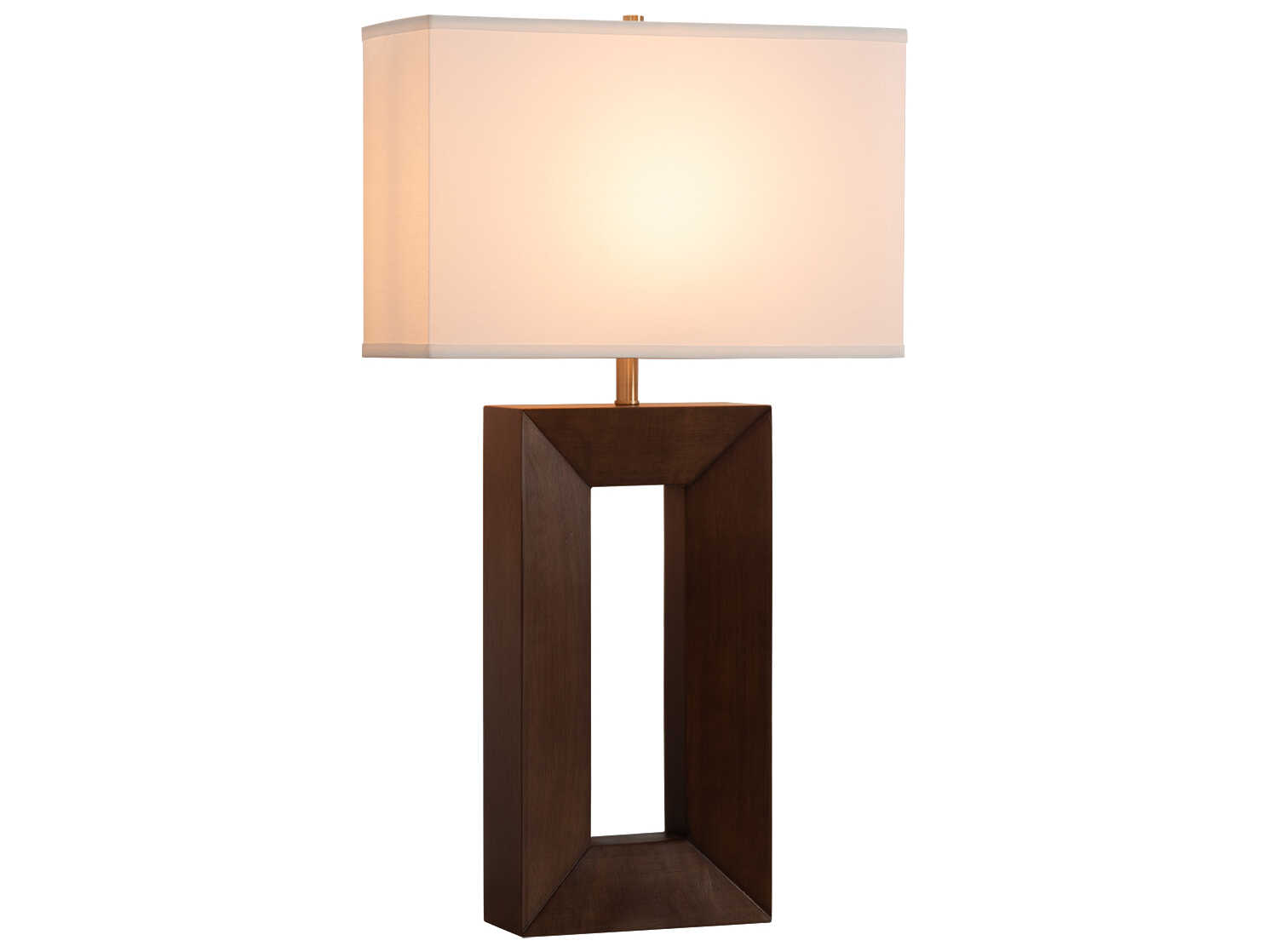 Nova Julie Dark Walnut Weathered Brass White Linen Brown Buffet Lamp