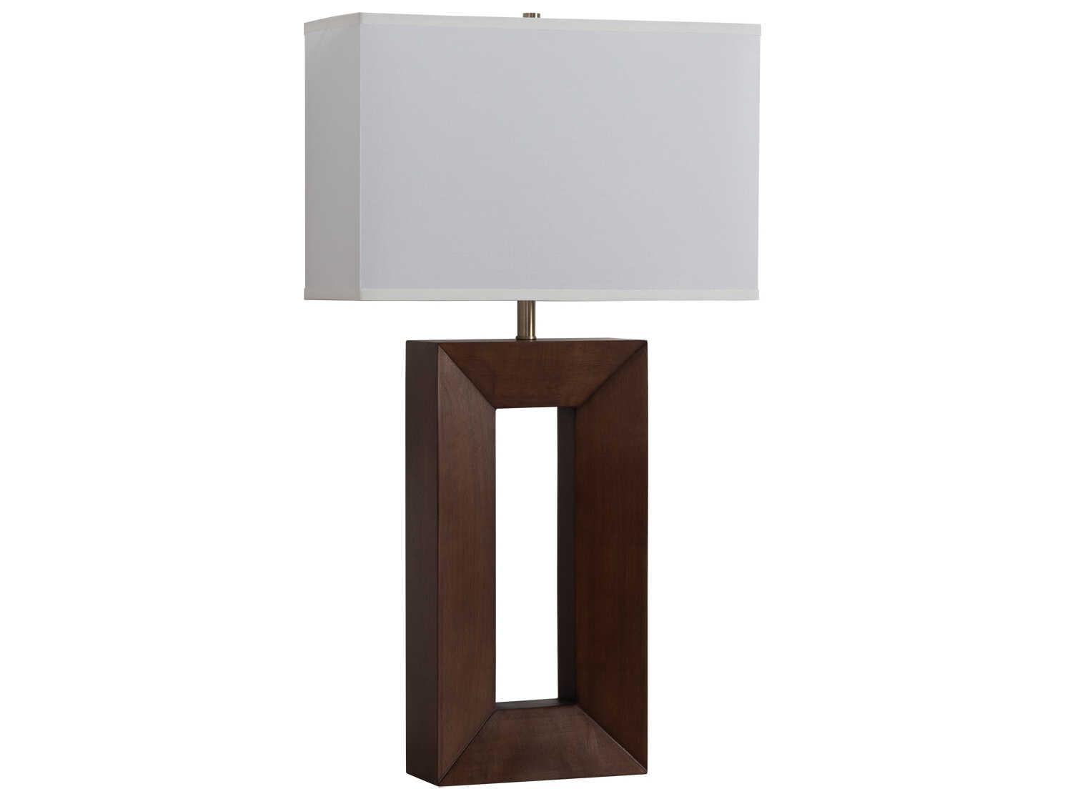 Nova Julie Dark Walnut Weathered Brass White Linen Brown Buffet Lamp