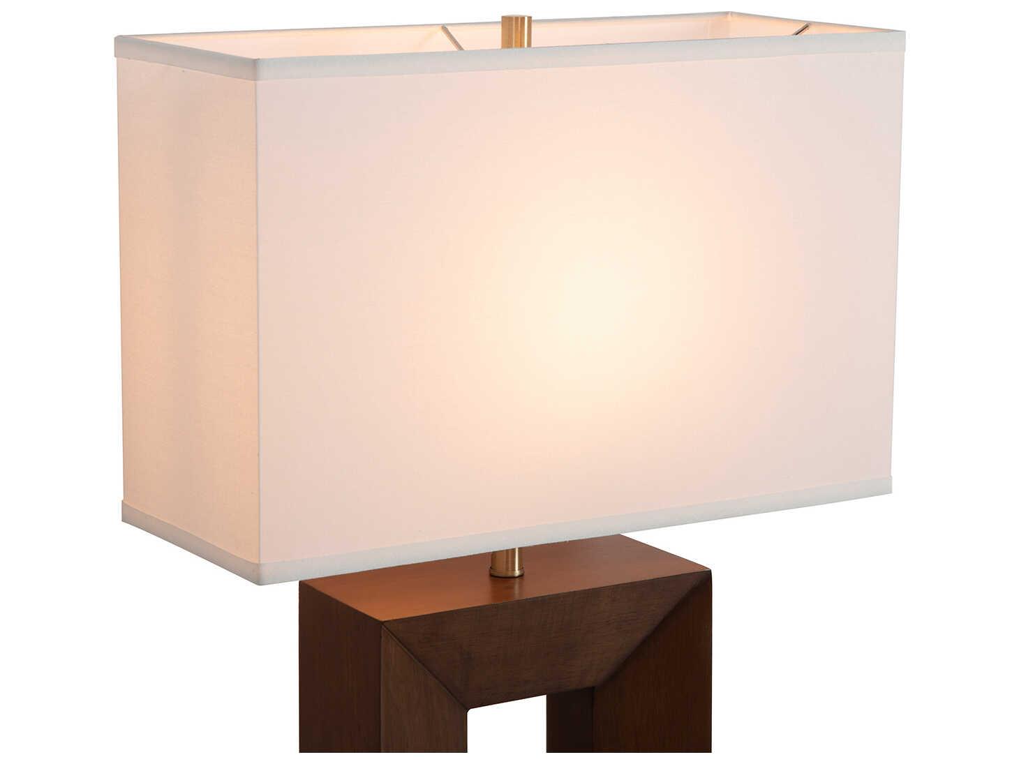 Nova Julie Dark Walnut Weathered Brass White Linen Brown Buffet Lamp