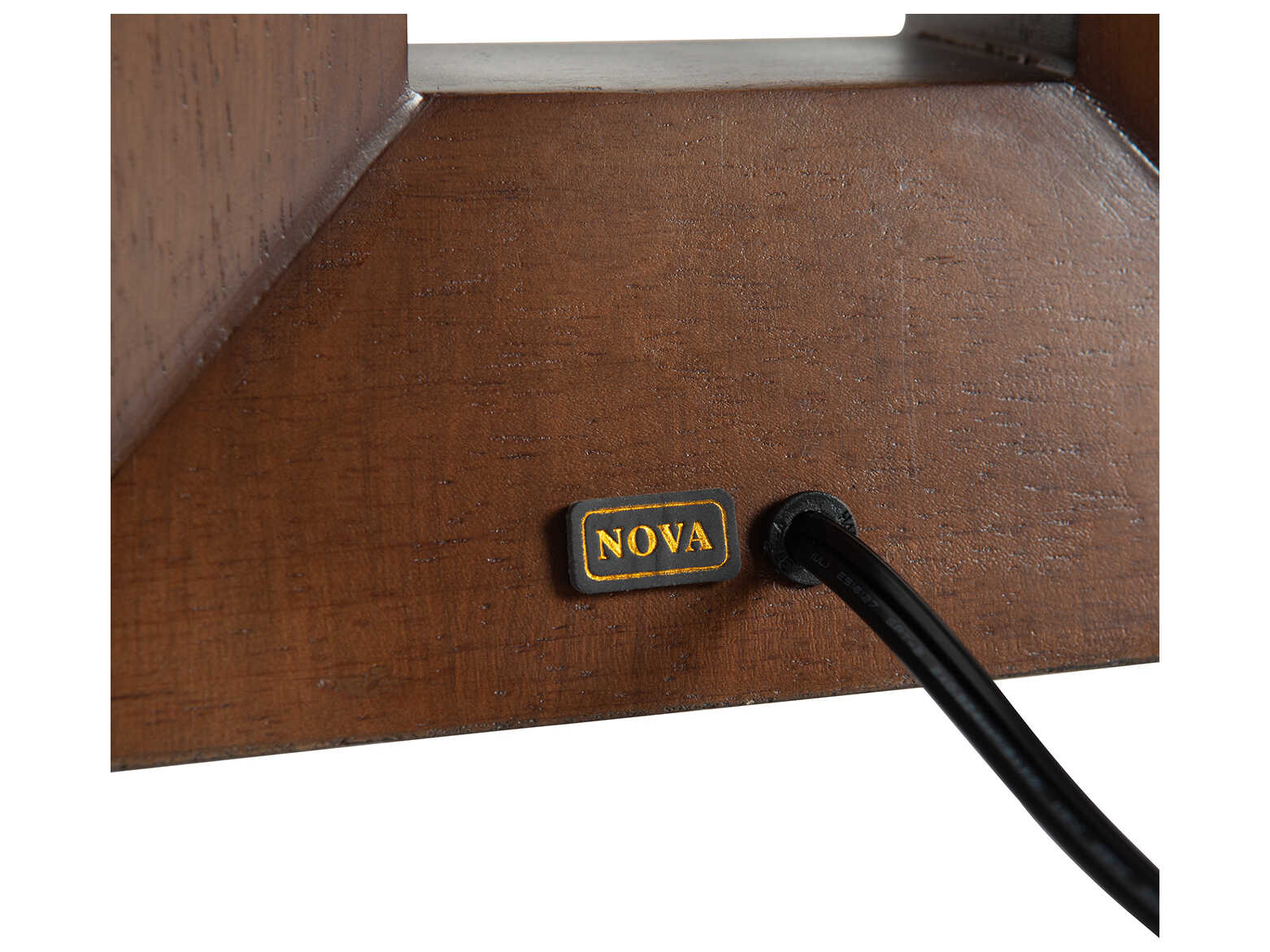 Nova Julie Dark Walnut Weathered Brass White Linen Brown Buffet Lamp