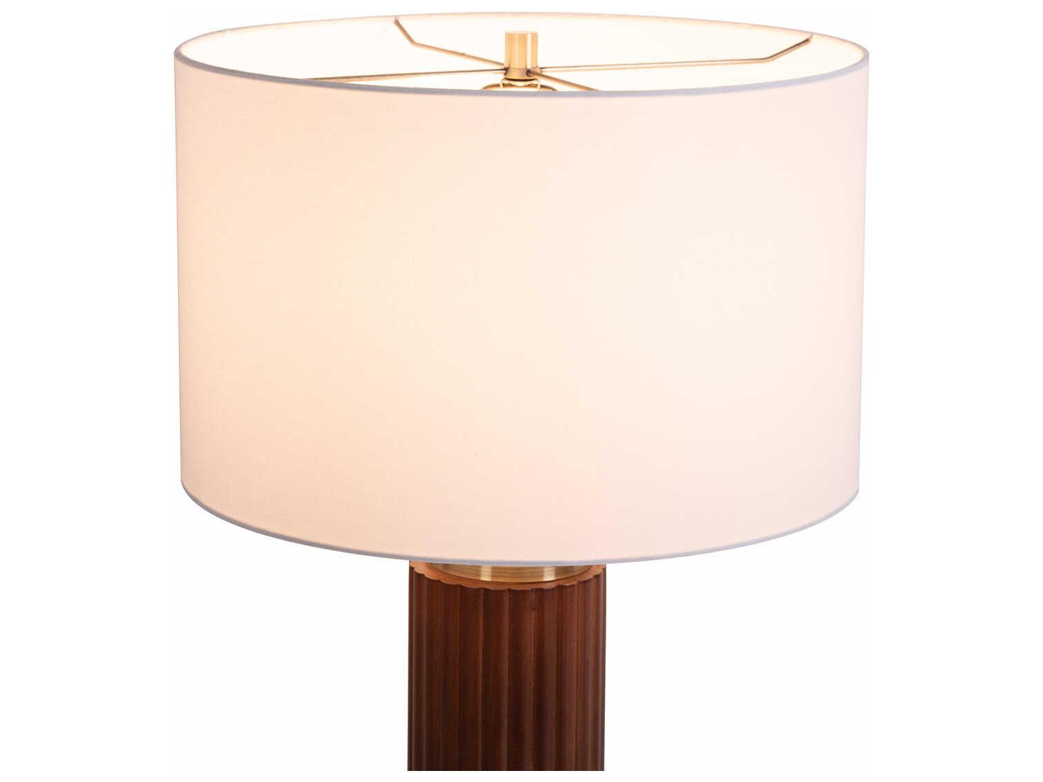 Nova Tambo Dark Walnut Weathered Brass White Linen Brown Buffet Lamp