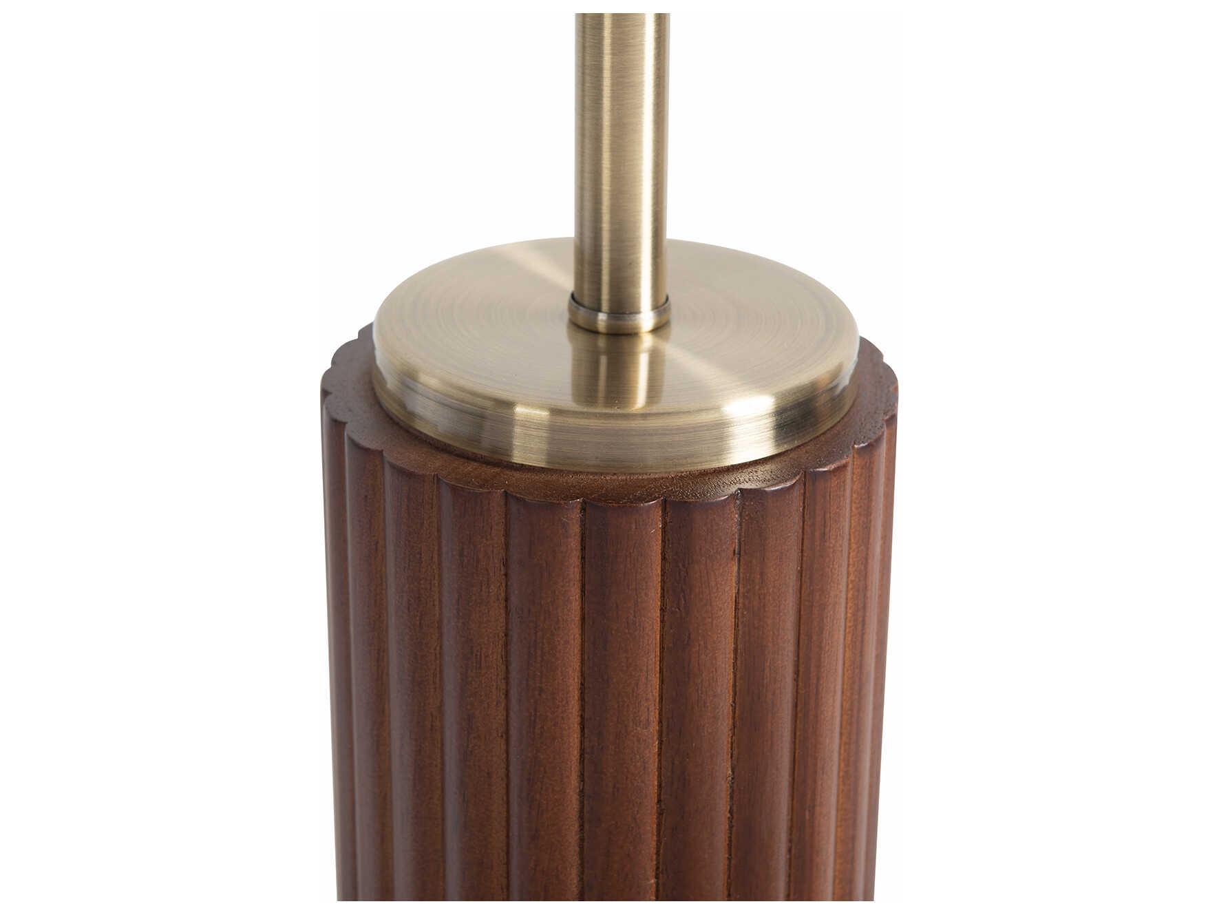 Nova Tambo Dark Walnut Weathered Brass White Linen Brown Buffet Lamp