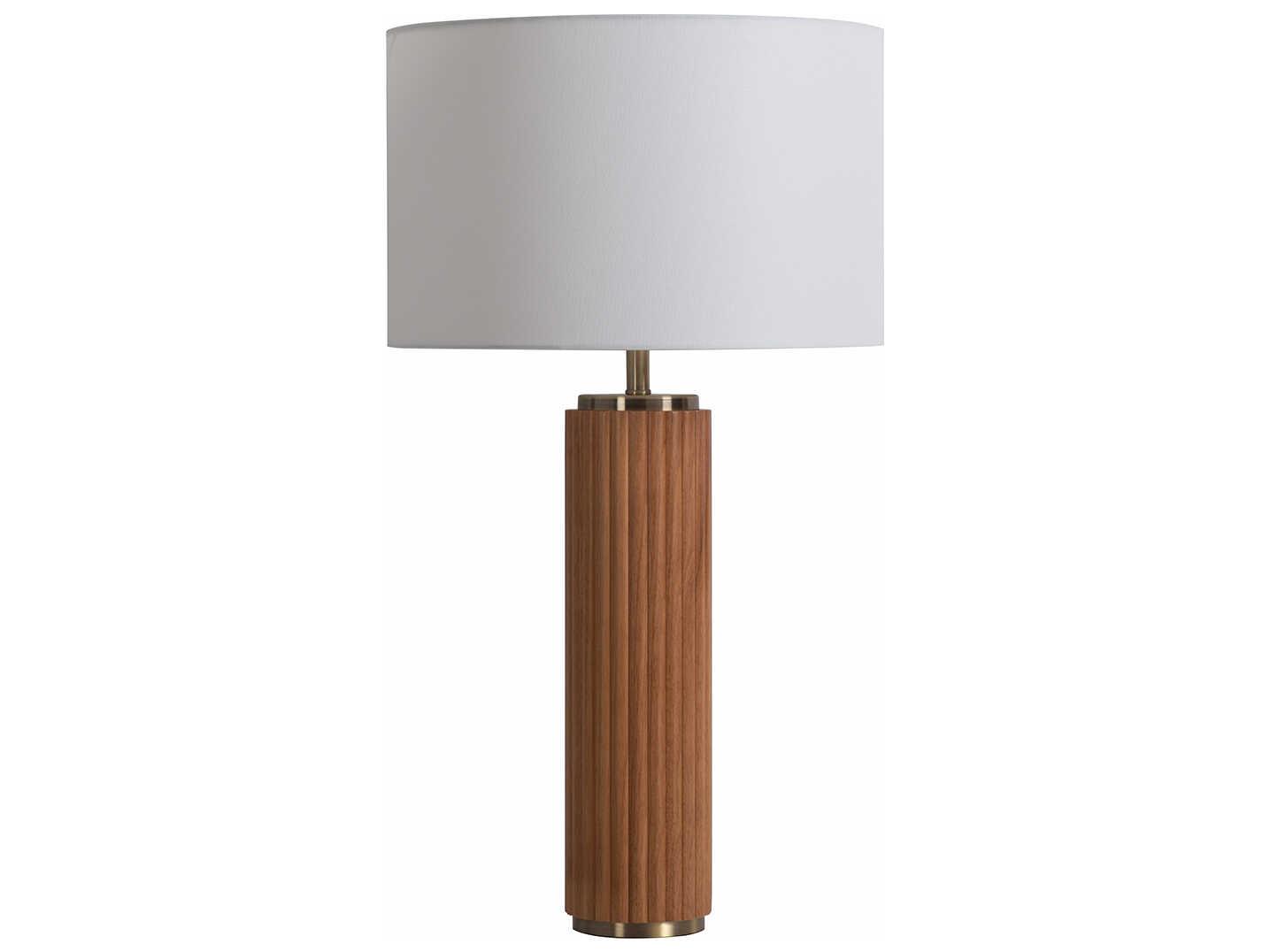 Nova Tambo Light Ash Weathered Brass White Linen Brown Buffet Lamp