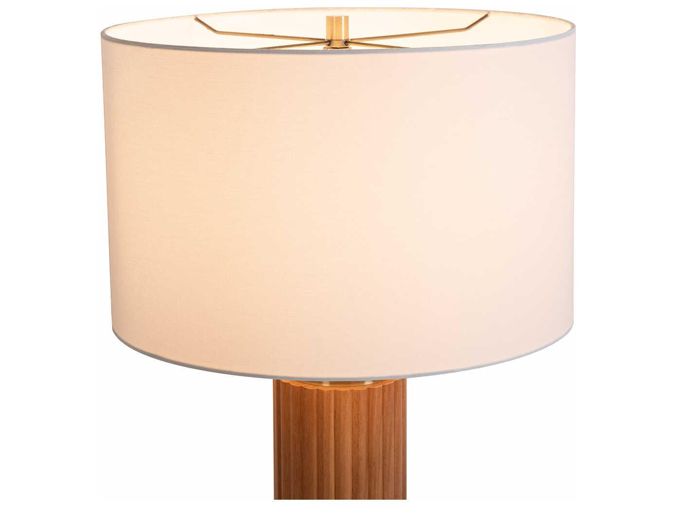 Nova Tambo Light Ash Weathered Brass White Linen Brown Buffet Lamp