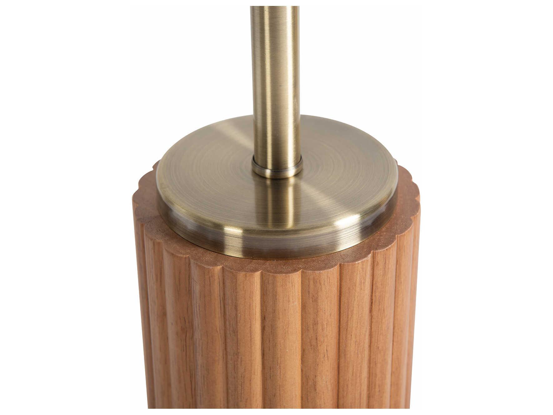 Nova Tambo Light Ash Weathered Brass White Linen Brown Buffet Lamp