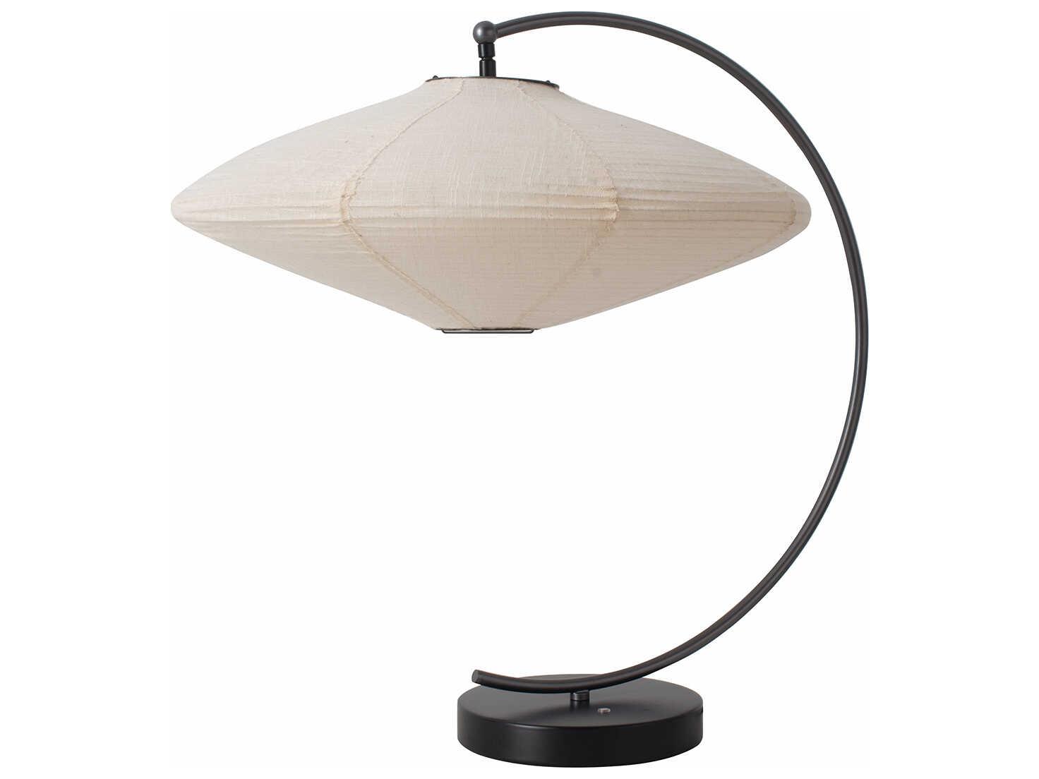 Nova Roswell Matte Black White Linen Buffet Lamp